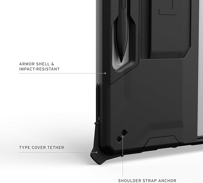URBAN ARMOR GEAR UAG Designed for Microsoft Surface Pro 1st Edition 12 Case - Rugged Protective Cover with Built-in Handstrap &amp Pen Holder Military Grade Drop Proof Scout Black