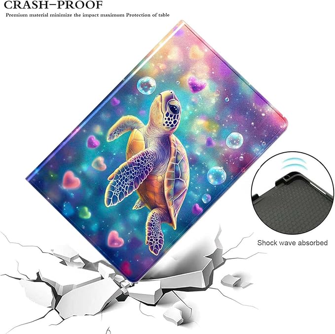 for iPad Air 3 10.5 2019/iPad Pro 10.5 2017 CasePU Leather Cover with Auto Wake/SleepMulti-Angle Viewing Adjustable Stand.Sea Turtle