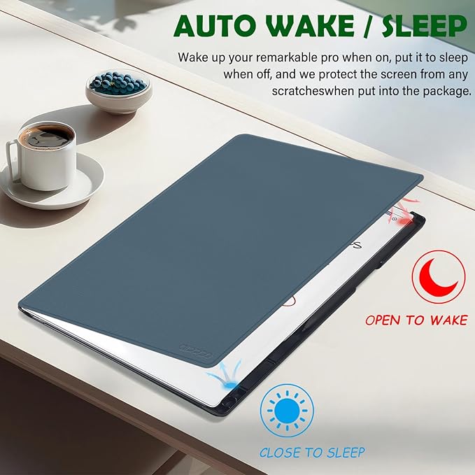 Case for Remarkable Paper Pro Tablet 11.8 (Released in 2024) Hard Back Shell Protective Book Folio Cover with Built-in Pen Holder with Auto Sleep/Wake Function.