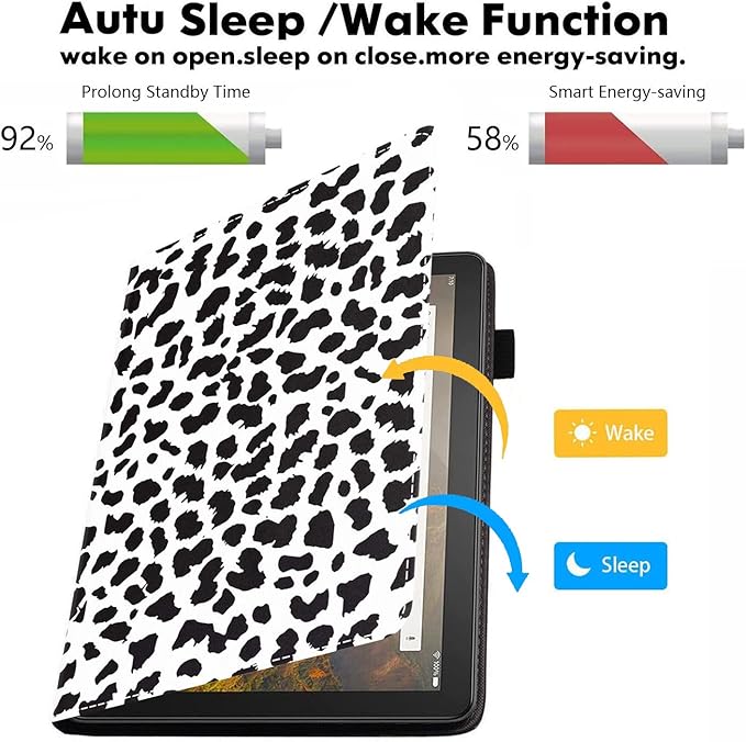 Case for Amazon Kindle Fire 7 Tablet (7 Display 9th/7th Generation 2019/2017 Release) - PU Leather Folio Case with Smart Auto Wake/Sleep Cute Polka Dot Print