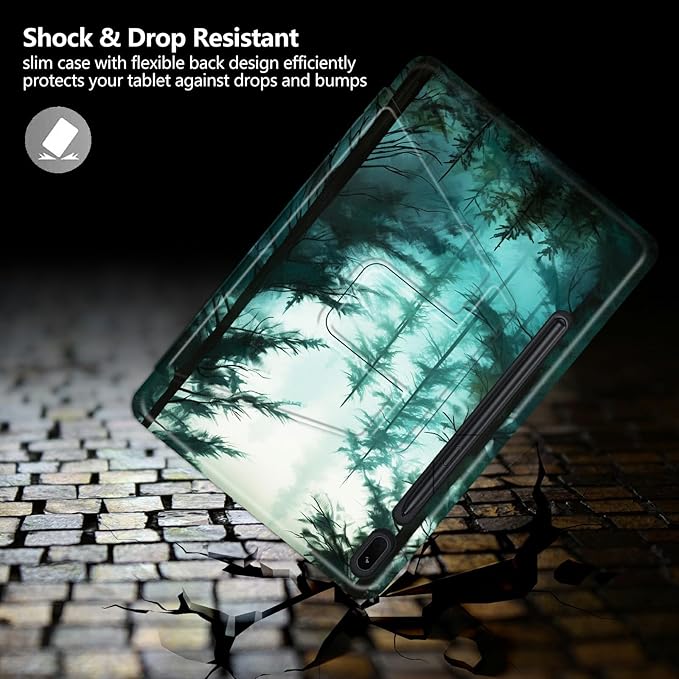 Case for Samsung Galaxy Tab S6 10.5 2019 (Model SM-T860/T865/T867) Pine Trees Theme 360 Degree Rotating Stand Smart Protective Cover for Samsung S6 T860 Tablet