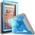Fintie Shockproof Case for All-New Fire HD 10 Tablet (13th Generation 10.1 2023 Release) [Tuatara] Rugged Unibody Hybrid Bumper Kickstand Cover with Built-in Screen Protector Blue