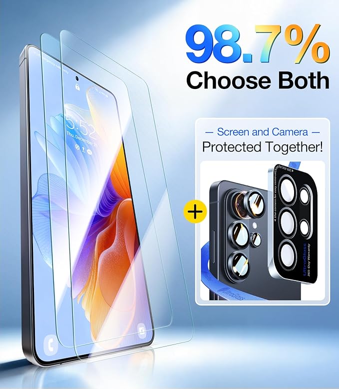UltraGlass TOP 9H+ OptiArmor for Samsung Galaxy S26 Ultra Screen Protector [NO.1 Anti-Reflection &amp Military Grade Shatterproof] Galaxy 26 Ultra Tempered Glass Anti Glare Easy One-Pull Install 2