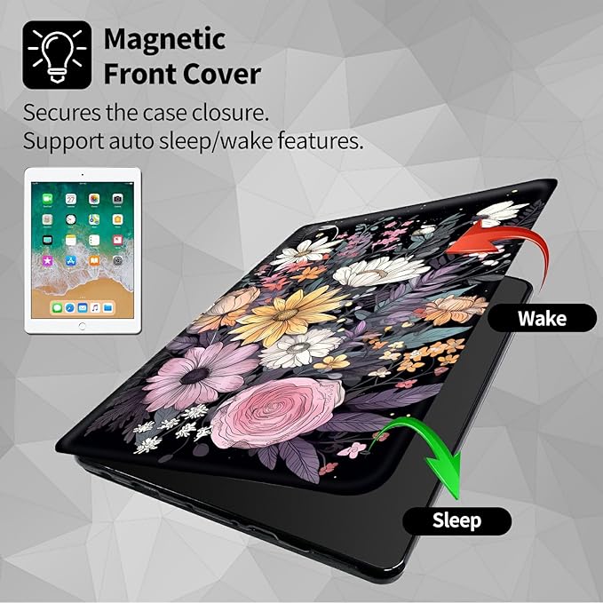 Case for Samsung Galaxy Tab S8 2022/Tab S7 2020 11 Inch (Model SM-X700/X706/T870/T875/T878) Many Flowers Theme 360 Degree Rotating Stand Smart Protective Cover for Samsung S7 Tablet