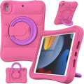 MRWHO Kids Case for iPad 9th 8th 7th Generation 10.2 inch – Lightweight Flexible Shockproof Rotating Stand Handle Rugged Cover for iPad 9 8 7 Gen Girls Boys Pink