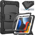 HXCASEAC Kids Case for iPad 9th/8th/7th Generation Full Body Protective Design | Foldable Stand | Screen Protector | Pencil Holder Durable for iPad 9th Gen / 8th Gen 10.2 inch Black