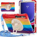 BRAECNstock Kids Case for Samsung Galaxy Tab S10+ Plus/ S9 FE+ Plus/ S9+ Plus/ S8+ Plus/ S7 FE/ S7+ Plus 5G 12.4 Shockproof Protective Cover with Pen Holder Rotating Hand Strap &amp Stand - Colorful