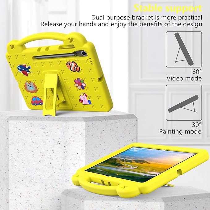 Compatible with Samsung Galaxy Tab A11+ 2025 Tablet Case Kids Friendly Universal Lightweight Shockproof Protective Case with Shoulder Strap &amp Stand Handle Yellow
