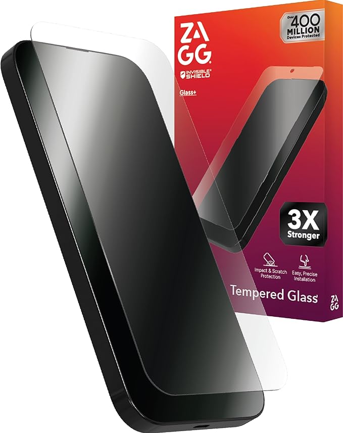 ZAGG Glass+ Samsung Galaxy S25 Edge Screen Protector – Extreme Impact &amp Shatter Protection Scratch-Resistant Smudge-Resistant Fingerprint Scanner Compatible InvisibleShield Easy Installation