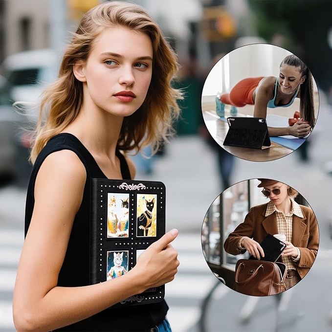 Tablet Case for iPad (A16) 11th Gen. 11 Inch 2025 iPad 10th Gen. 10.9 Inch 2022Vintage Style Women Girls Aesthetic Protective Smart Folio CoverAuto Sleep/WakeBlack