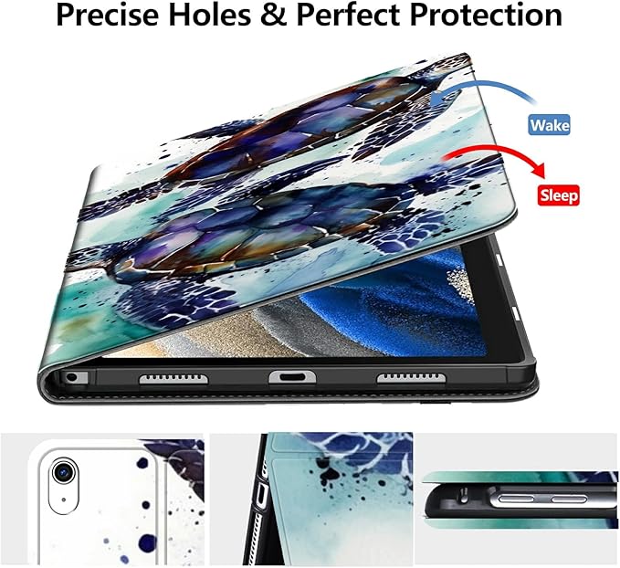 DIGTIALLL Case for iPad A16 11th Generation 11 inch 2025 / i10th Generation 10.9 Inch 2022 PU Leather Smart Premium Stand Protective Cover with Auto Sleep/WakeSea Turtle