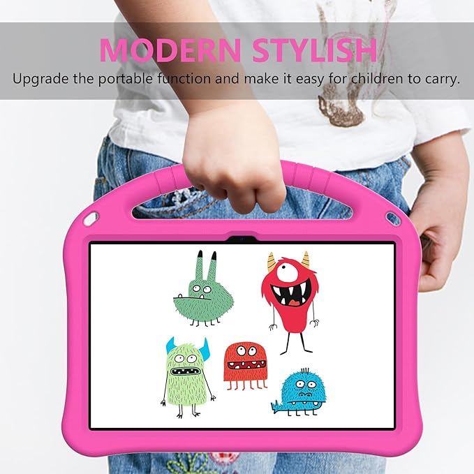 Dteck Kids Case for T-Mobile Revvl Tab 5G 2023 TabletLightweight Shockproof Rugged EVA Kids Friendly Handle Stand Child Proof Silicone Kids Case for T-Mobile REVVL Tab 5G 2023 10.36 TabletRose