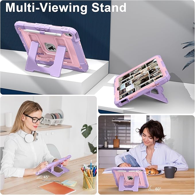 ATOOZ for iPad A16 11th Generation Case 11 Inch 2025for iPad 10th Generation Case 10.9 Inch 2022 with Shoulder Strap &amp Pencil HolderHeavy Duty Shockproof Rugged Protective Cover (Purple)