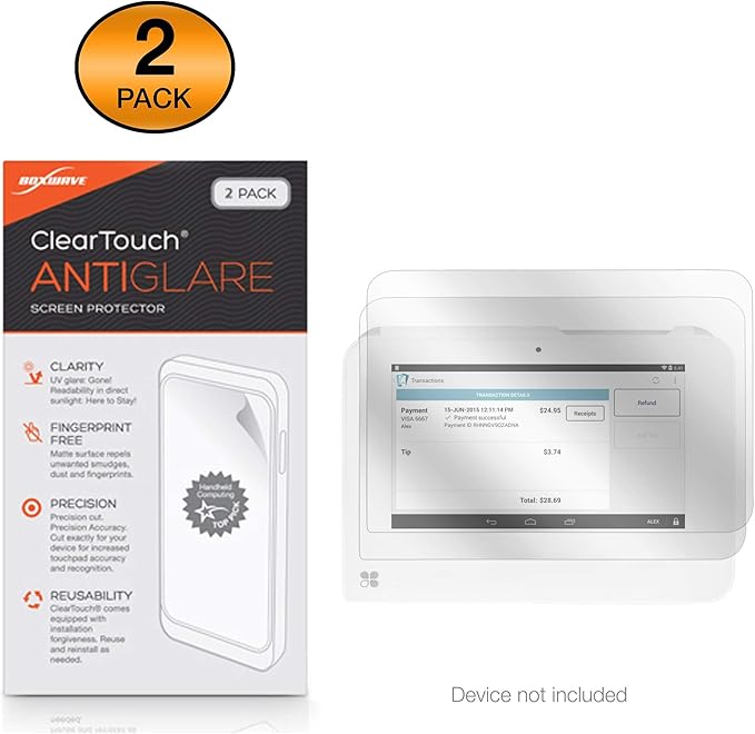 BoxWave Screen Protector Compatible with Clover Mini - ClearTouch Anti-Glare (2-Pack) Anti-Fingerprint Matte Film Skin