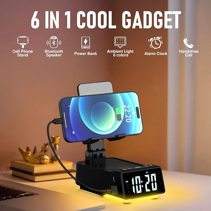 Birthday Gifts for Men Him Cell Phone Stand with Wireless Bluetooth Speaker and Charging Function 360° Rotable Angle Adjustable Unique Mens Gifts for Dad Husband Boyfriend Cool Gadgets for Men