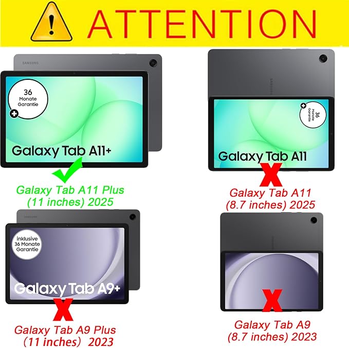 Junfire Protective Case for Galaxy Tab A11 Plus 11-inch 2025 with Screen Protector Shockproof Rugged Case for Samsung Tab A11+ with 360°Rotating Kickstand/Hand Strap/Shoulder Belt
