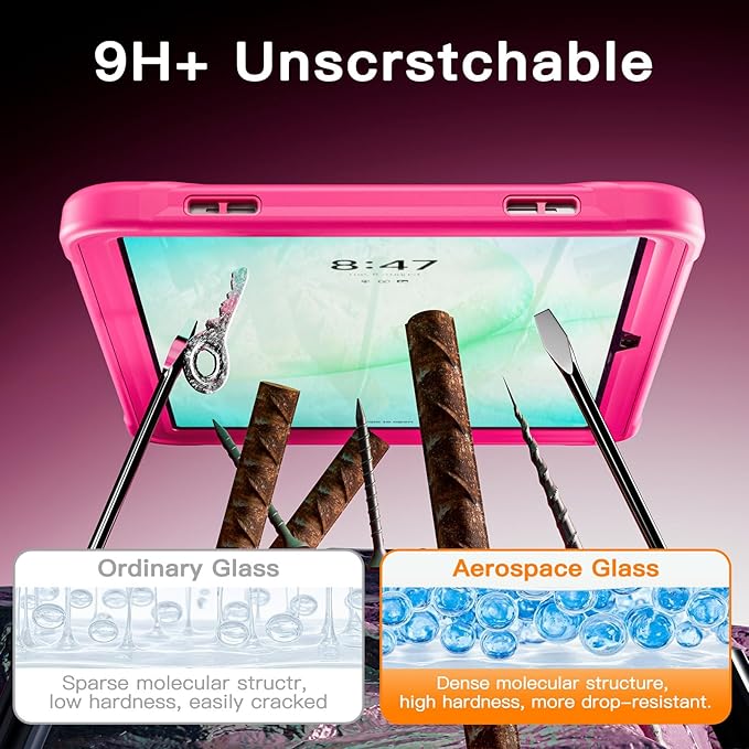 Lunivop Compatible with Samsung Galaxy Tab A11 Plus Case 11 Inch with 360° Rotating Aluminium Stan Stand Built-in 9H+ Hardness Screen Protector Military - Grade Tablet Cover for A11+ Plus Rose red