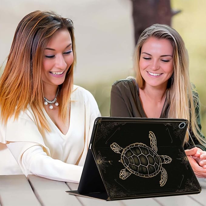 Case for iPad 9th/8th/7th Generation (2021/2020/2019) 10.2-inchSlim PU Leather Cover Adjustable Stand Auto Wake/SleepRetro Turtle