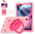 DreamerX for Samsung Galaxy Tab A11 Plus 2025 / A9 Plus 11 Inch 2023 Case Cute Silicone Shockproof Heavy Duty Kids Cover with Screen Protector Rotating Stand Handle Shoulder Strap for A11+/A9+ Pink