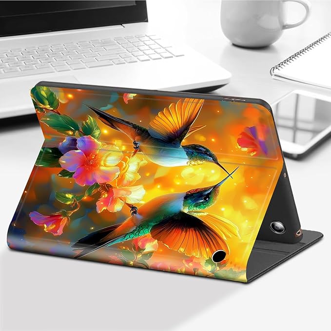 Case for All-New Amazon Fire HD 10 Tablet (13th Generation 10.1 2023 Release)-Slim PU Leather Adjustable Stand Smart Cover with Auto Wake/SleepA Pair of Hummingbirds