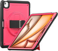 Batianda Case for iPad Air 13-inch 2025 M3 2024 M2 Chip Multilayered Rugged Durable Shockproof Tablet Cover with 360° Rotating Hand Strap Foldable Hidden Stand Pink