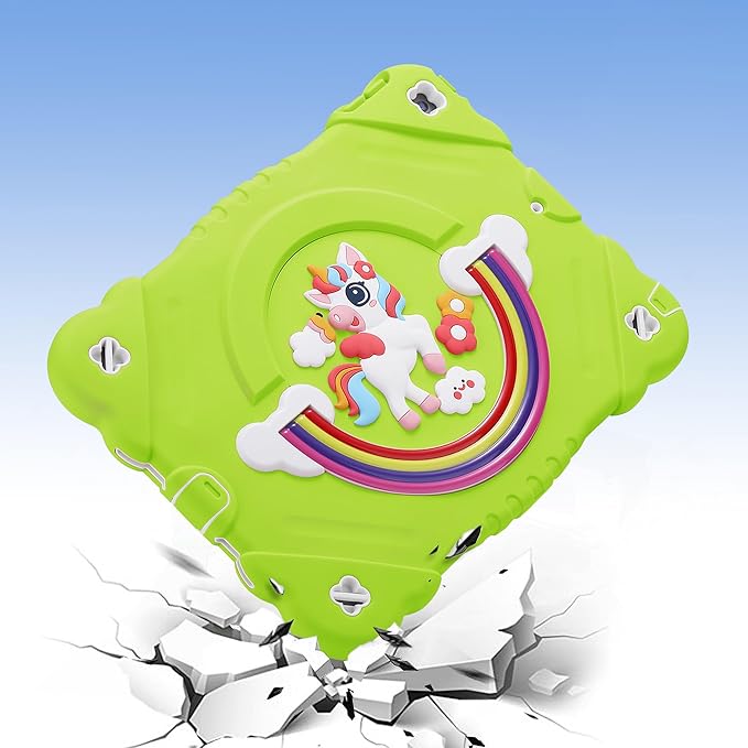 XZC Case for iPad 9th/8th/7th Generation 2021/2020/2019(10.2 inch) Unicorn Cute Cover Heavy Duty Shockproof Protective Case with Built-in Stand Strap for Kids Girls Women (Green)