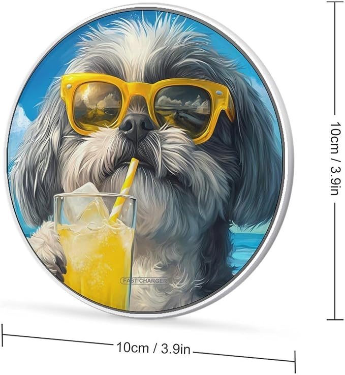 Shih Tzu Wireless Charger Anti-Slip Wireless Charging Pad Slim Charger Mat for Men Women