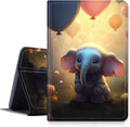 DIGTIALLL Case for Amazon Kindle Fire HD 8 &amp 8 Plus Tablet (12th Generation/10th Generation 2024/2022/2020 Release) PU Leather Smart Protective Cover with Auto Sleep/WakeCute Elephant