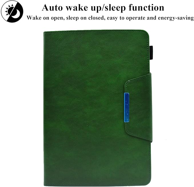 Folio Case for Amazon Kindle Fire HD 8/Fire HD 8 Plus (12th/10th Generation 2024/2022/2020) 8 UUcovers PU Leather Magnetic Smart Cover with Stand/Pencil Holder/Pockets [Auto Sleep/Wake] Green