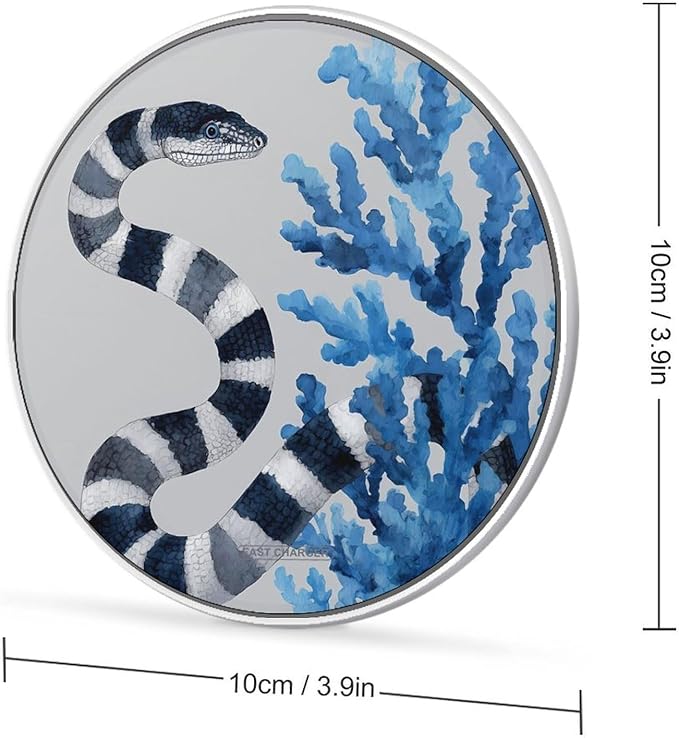 Sea Snake Swimming Fast Portable Charger 10W Funny Graphic Phone Charging Pad with USB Cable