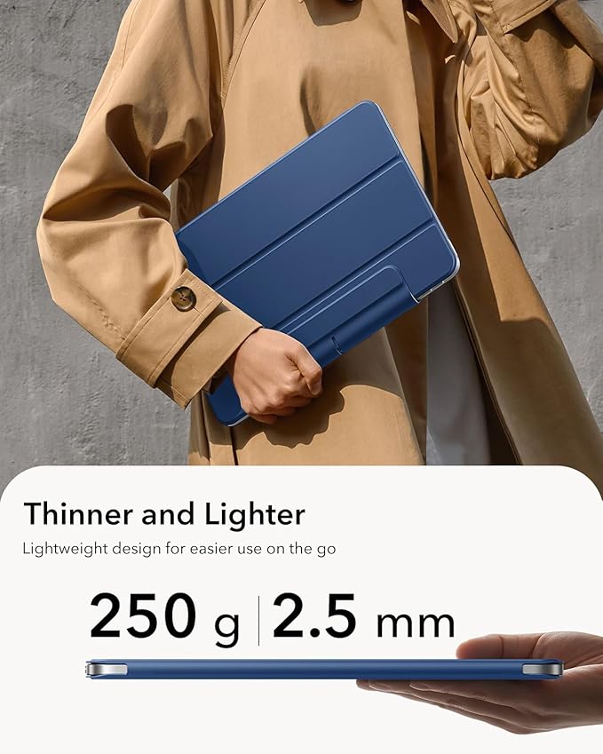 ESR for iPad Air 11 Inch Case M4/M3/M2 (2026/2025/2024) iPad Air 5th/4th Gen (2022/2020) Powerful Magnetic Attachment Slim Trifold Stand Case Auto Wake/Sleep Durable Protection Navy Blue