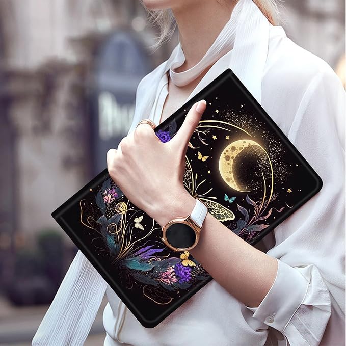 Butterfly Flowers & Gold Moon