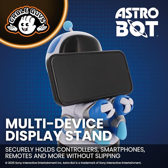 Cableguys Astro Bot Controller Holder &amp Phone Stand - Gaming Setup Accessories for Desk and Game Room Controller Stand Compatible with Xbox PlayStation &amp Most Standard Game Controllers
