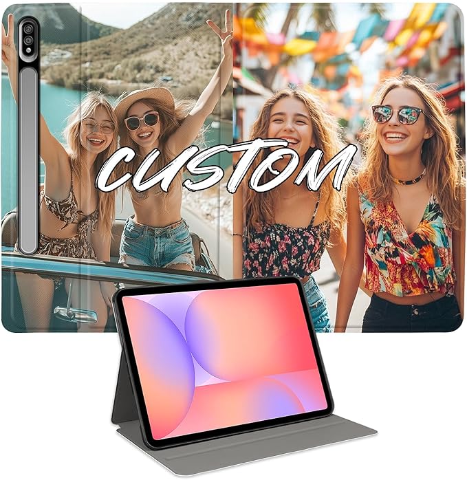 Custom Photo Personalized Flip Case for Samsung Galaxy Tab S8+/S8 Plus 12.4 inch(2022)Model Code: SM-X800/X806 Samsung Galaxy Tablet Customized Picture Text Leather Stand Cover Protective Case