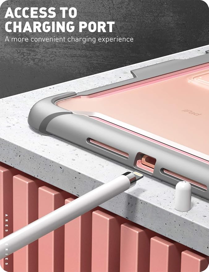 i-Blason Ares Case for New iPad 9th/8th/7th Generation iPad 10.2 2021/2020/2019 Case Full-Body Kickstand with Built-in Screen Protector Cover with Pencil Holder (Rosegold)