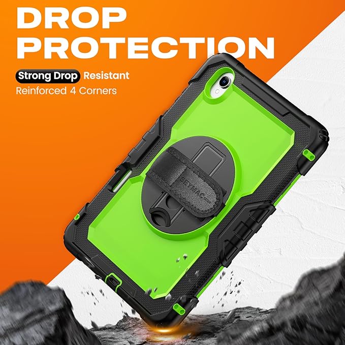 SEYMAC stock Case for Samsung Galaxy Tab S11 5G Tablet Case 11'' Protective with Screen Protector Pen Holder 360 Rotate Stand Hand Strap Shoulder Strap Green1