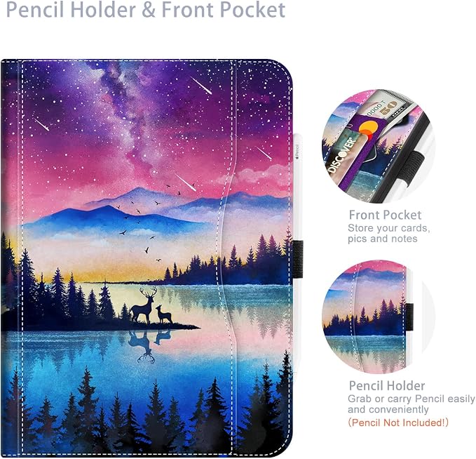 Magical Starry Night Lake Forest Deer