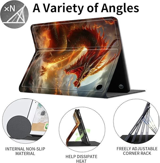 Case for All-New Amazon Fire HD 10 Tablet (13th Generation 2023 Release)Slim PU Leather Smart Cases Covers with Auto Wake/Sleep for Amazon Kindle Fire 10.1 inch TabletRoaring Dragon King