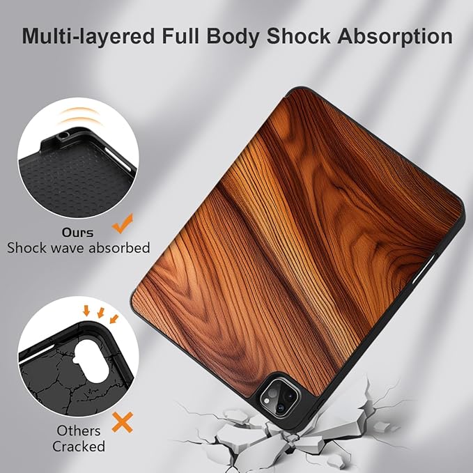 MEEgoodo for iPad Pro 12.9 Case M2 6th/5th/4th/3rd Generation 2022 2021 2020 2018 with Pencil Holder Tablet Cover with Soft TPU Back Shell Tree Rings