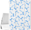 JOYLAND Cute Blue Bow Pad Case for iPad 10.9 Air 4/5 with Pencil Holder - Auto Wake/Sleep Anti-Scratch Shockproof Premium Folio Stand Case