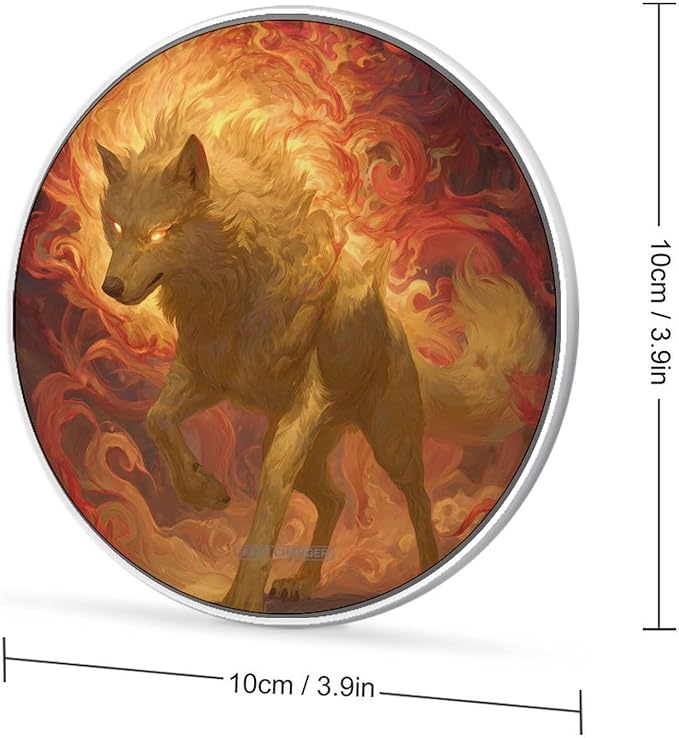 Wolf Flames Mythical Fire Fast Portable Charger 10W Funny Graphic Phone Charging Pad with USB Cable