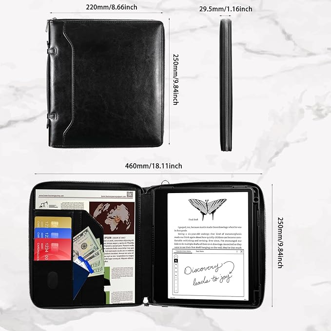 E NET-CASE Case for Kindle Scribe 10.2 inch 2024 &amp 2022 Released - Business Handheld Design Upgraded PU Leather Cover for Kindle Scribe Digital Paper with Zipper &amp Pen Holder (Black)