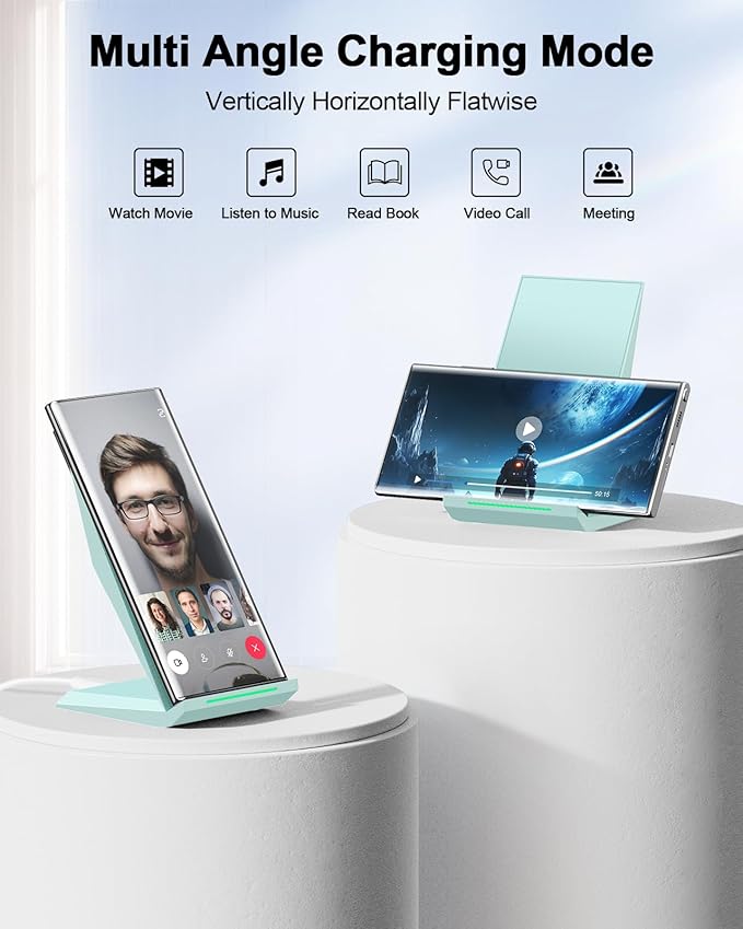 NANAMI Fast Wireless Charger Charging Stand[with 20W PD Charger] Compatible with iPhone 17/16/15/14/13/12/12 Desktop Charger Stand for Samsung Galaxy S26/S26+/S25/S25+/S25 Ultra/S24/S23/S22/S21/S20
