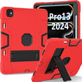 Case for iPad Pro 13 inch (2024 7th Gen) for iPad Pro 13 inch M4 2024 Case Heavy Duty Rugged Case with 360 Rotating Stand Shockproof Kids case for 2024 ipad pro 13 case Red&ampBlack