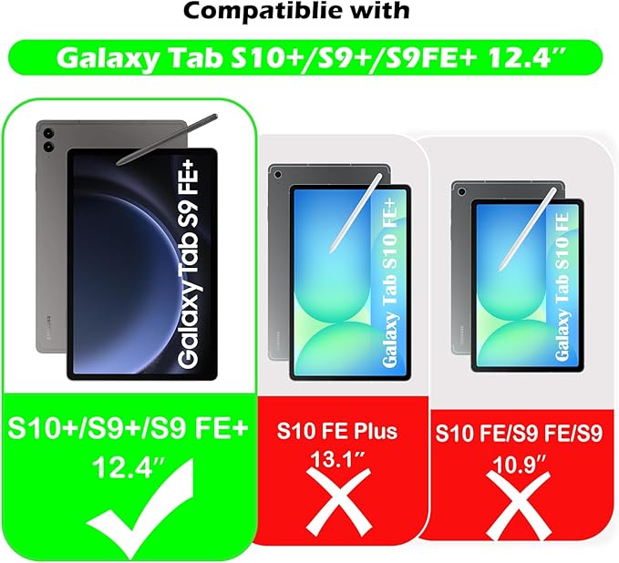 Kids Case for Samsung Galaxy Tab S10 Plus/Tab S9 FE Plus/Tab S9 Plus 12.4 inch EVA Shockproof Cover with Handle Stand Purple