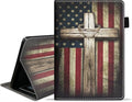 Case for Amazon Kindle Fire HD 8 &amp Fire HD 8 Plus Tablet (12th/10th Generation 2022/2020 Release) Premium PU Leather Stand Cover with Smart Auto Wake American Flag and Cross