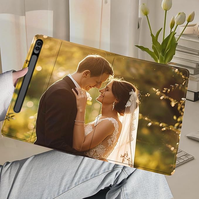 Custom Photo Personalized Flip Case for Samsung Galaxy Tab S9 FE Plus 12.4 inch(2023)Model Code: SM-X610/X616B Samsung Galaxy Tablet Customized Picture Text Leather Stand Cover Protective Case