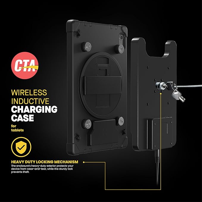 iPad Wireless Charging Case - CTA Wireless Magnetic Charging Case with Security &amp Splash-Proof Impact-Resistant Thick Silicone Cover for iPad 10th Generation 10.9” (PAD-SICCB109)
