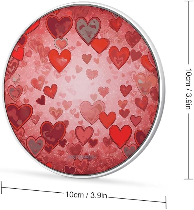 Love Heart Shape Wireless Charger Fast Wireless Charging Pad with USB Cable 10W Anti-Slip Magnetic Wireless Charger Portable Slim Charger Puck Travel Charging Station
