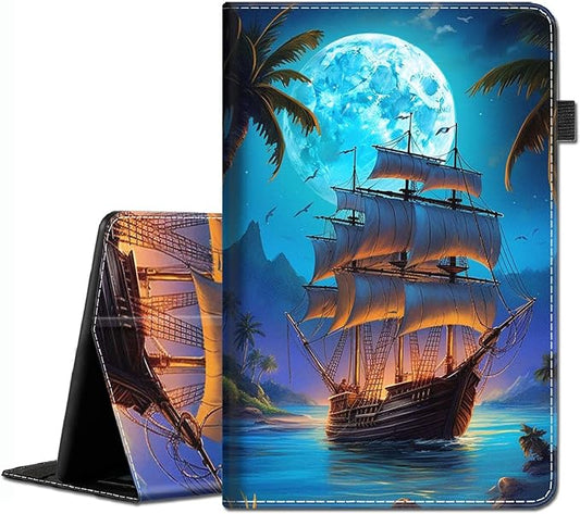 Case Fits All-New Amazon Kindle Fire HD 8 &amp 8 Plus Tablet(12/10th Gen2022/2020 Release) - Slim Fit Standing Cover with Auto Sleep/Wake for Fire HD 8 &amp 8 PlusPirate Ship Moon 4